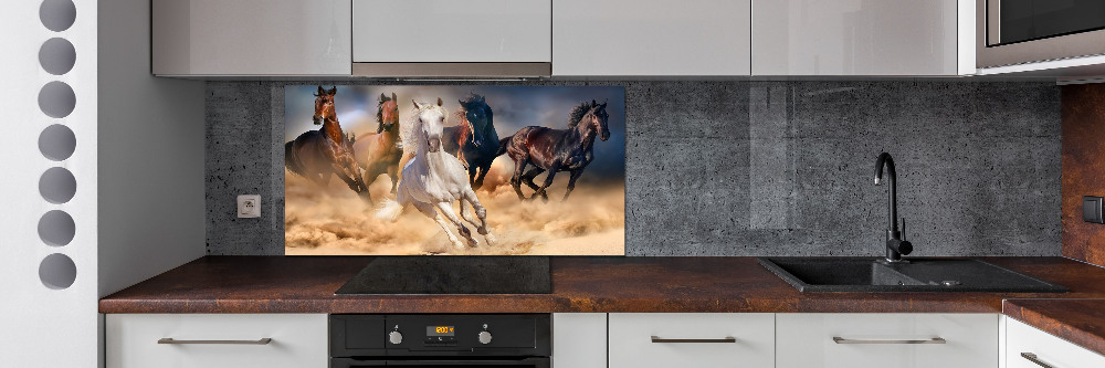 Glass splashback Horses at gallop