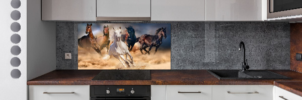 Glass splashback Horses at gallop