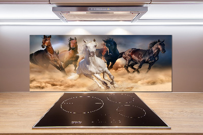 Glass splashback Horses at gallop