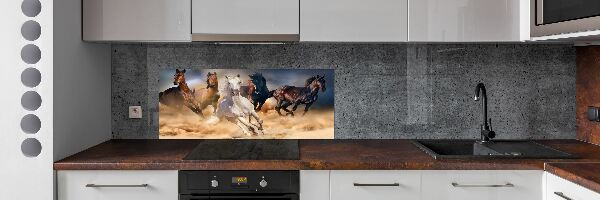 Glass splashback Horses at gallop