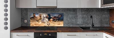 Glass splashback Horses at gallop