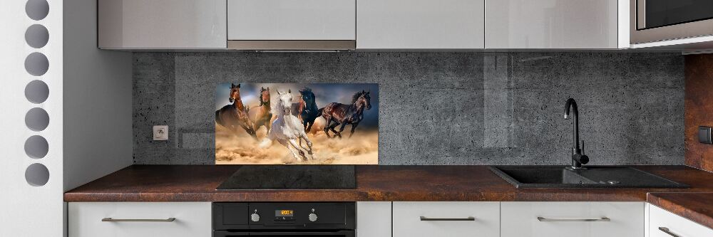 Glass splashback Horses at gallop