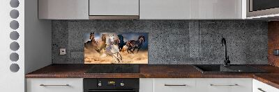 Glass splashback Horses at gallop