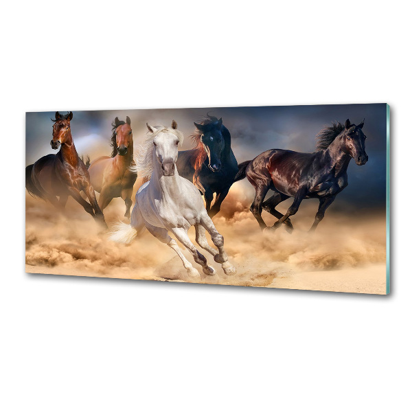 Glass splashback Horses at gallop