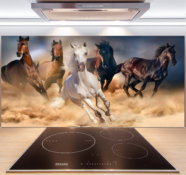 Glass splashback Horses at gallop