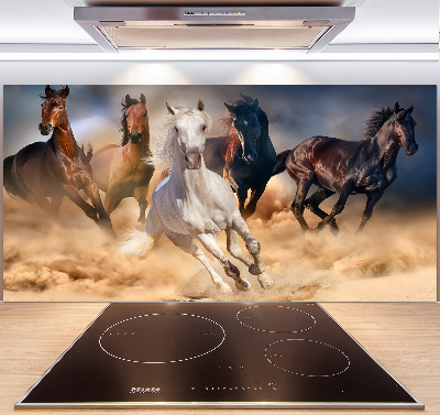 Glass splashback Horses at gallop