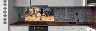 Glass splashback Horses at gallop