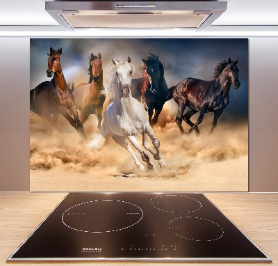 Glass splashback Horses at gallop