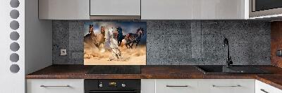 Glass splashback Horses at gallop