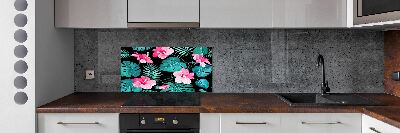 Kitchen splashback Tropical flowers