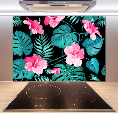 Kitchen splashback Tropical flowers