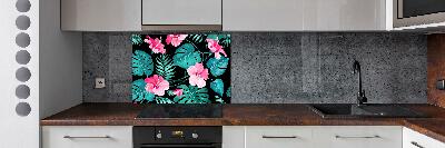 Kitchen splashback Tropical flowers