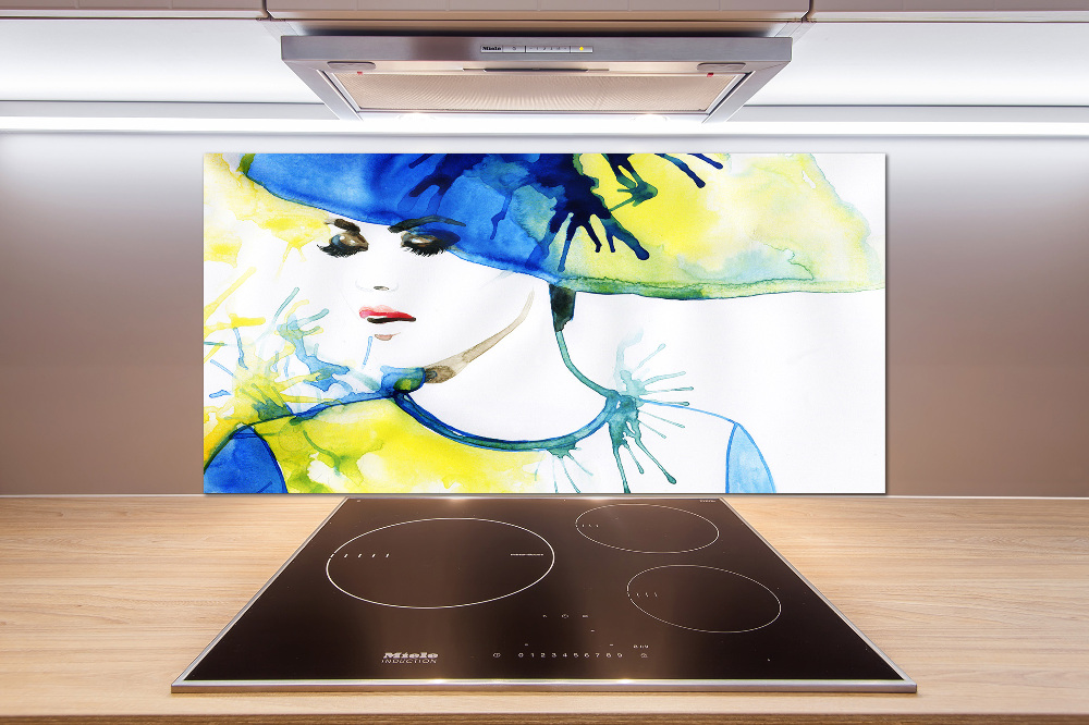 Cooker splashback A woman in a hat