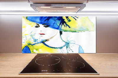 Cooker splashback A woman in a hat