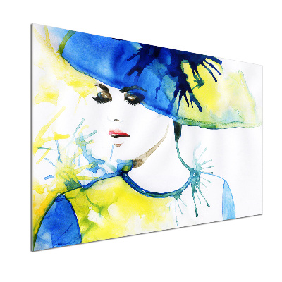 Cooker splashback A woman in a hat