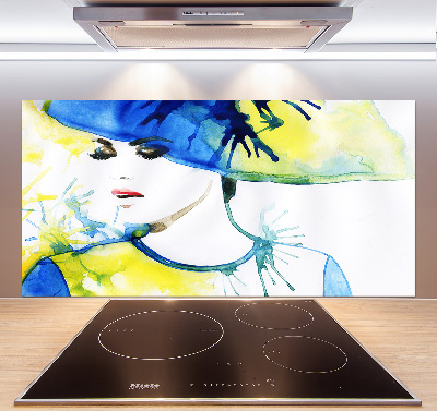 Cooker splashback A woman in a hat