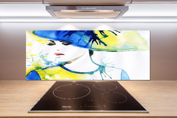 Cooker splashback A woman in a hat