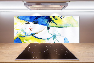 Cooker splashback A woman in a hat