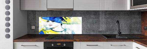 Cooker splashback A woman in a hat