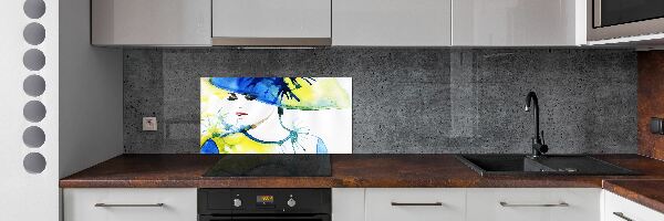 Cooker splashback A woman in a hat