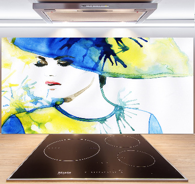 Cooker splashback A woman in a hat