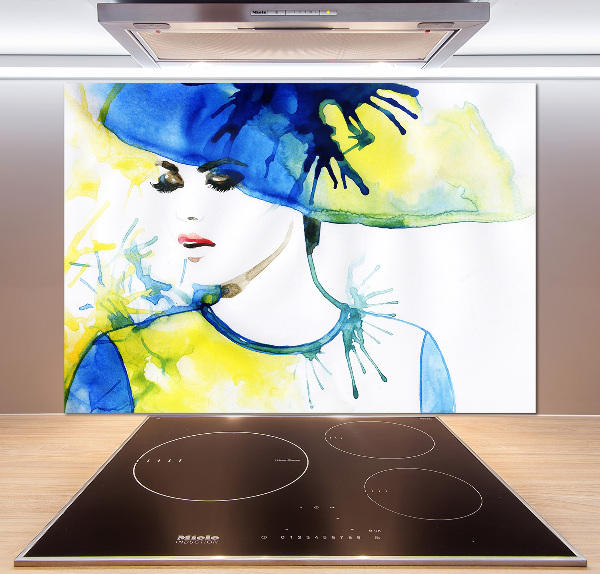 Cooker splashback A woman in a hat