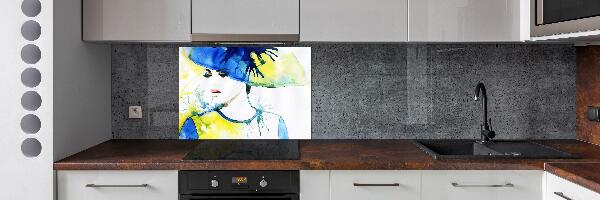 Cooker splashback A woman in a hat