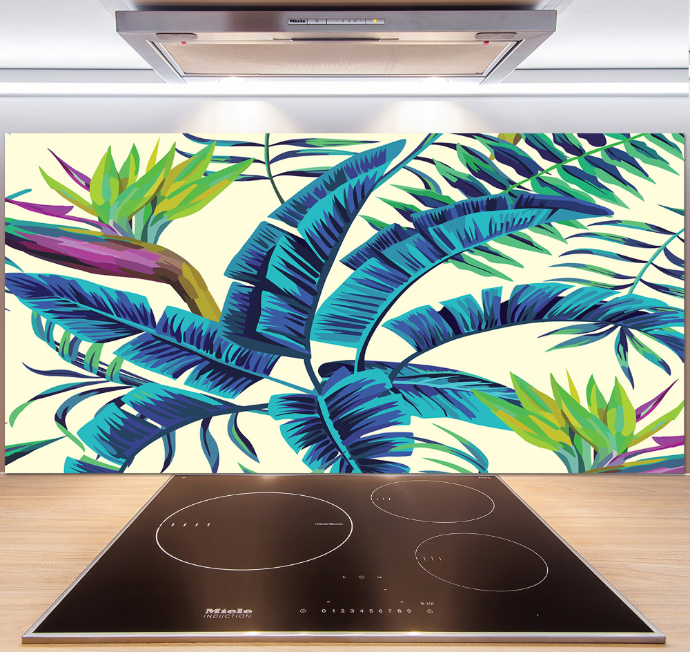 Kitchen wall panels Tropical leaves