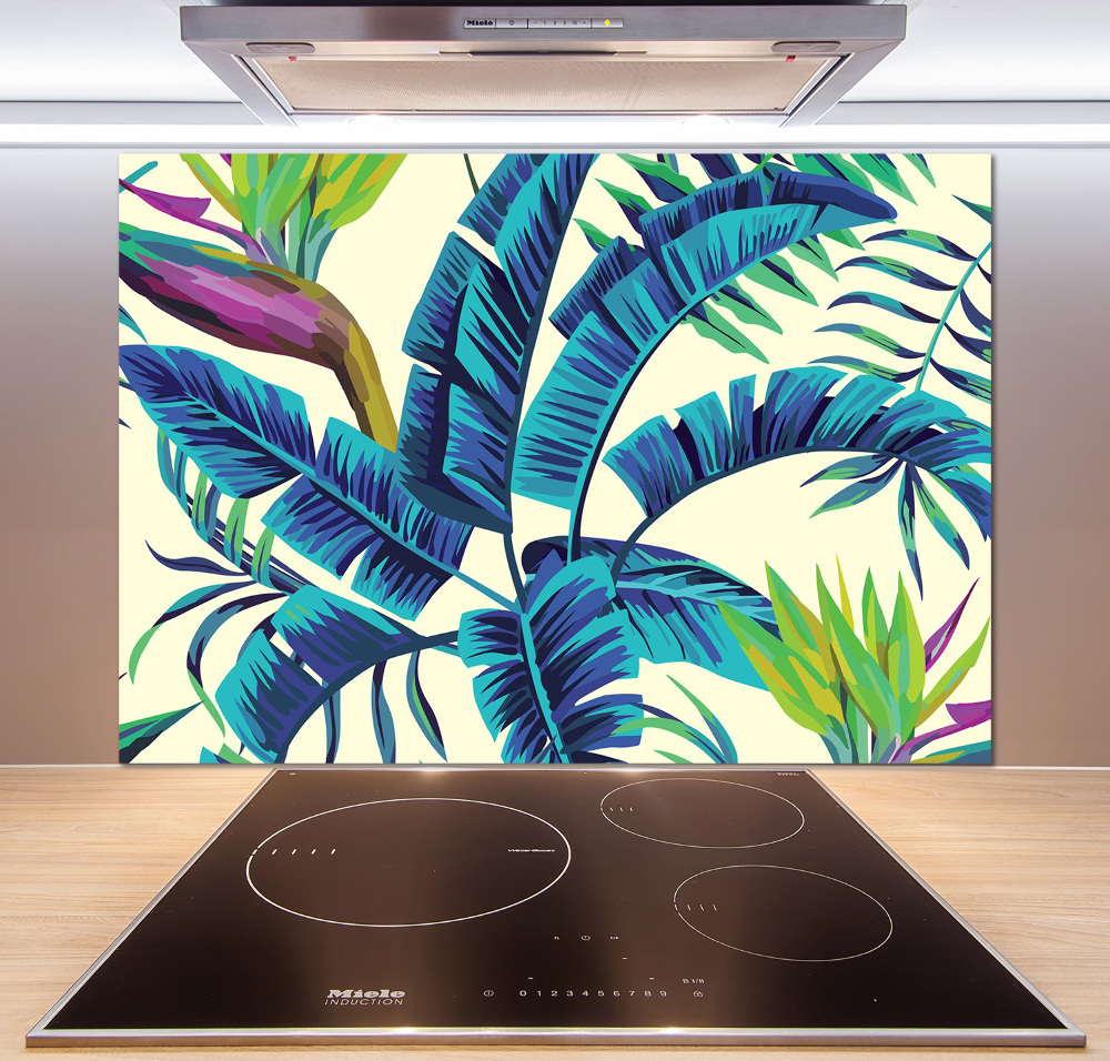 Kitchen wall panels Tropical leaves