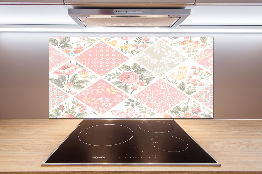 Kitchen splashback Roses and butterflies pattern