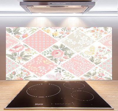 Kitchen splashback Roses and butterflies pattern