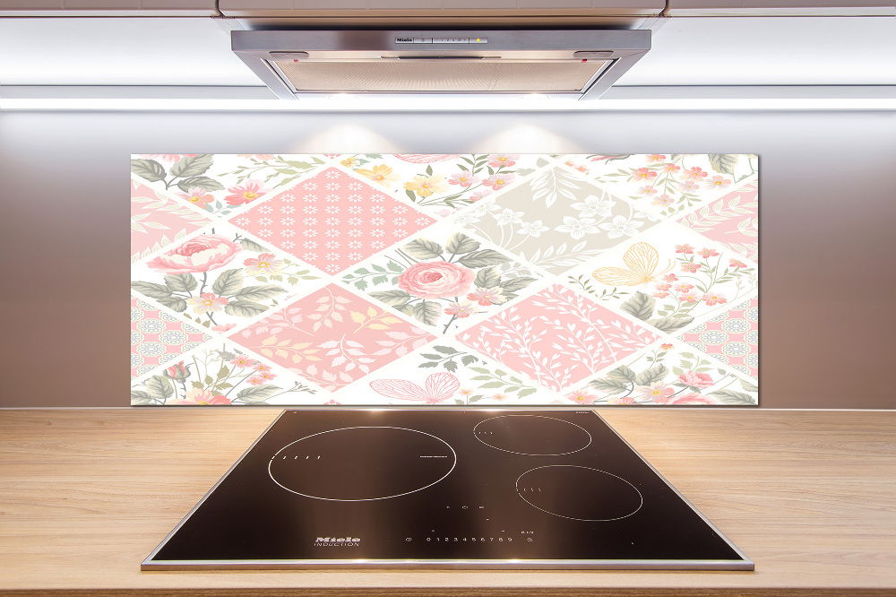 Kitchen splashback Roses and butterflies pattern