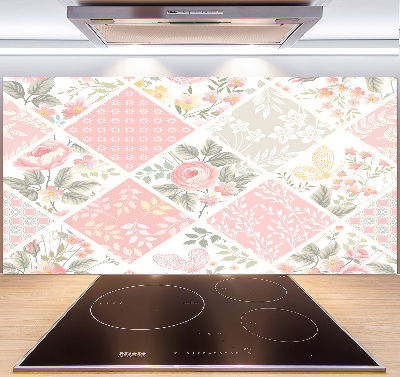 Kitchen splashback Roses and butterflies pattern