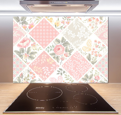 Kitchen splashback Roses and butterflies pattern