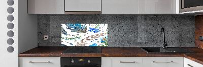 Glass splashback Feathers and flowers