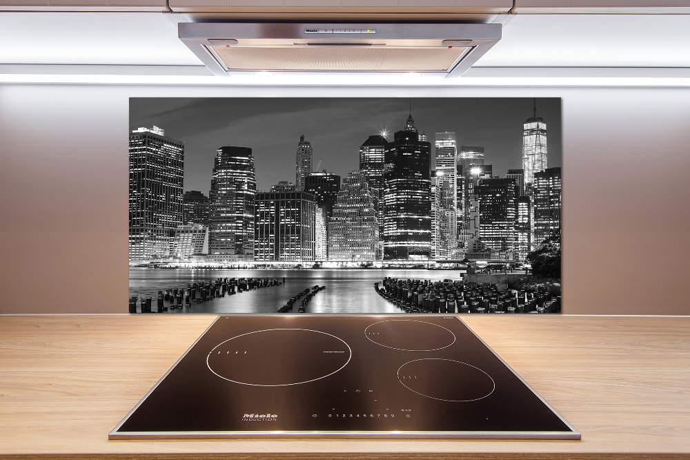 Kitchen wall panels Manhattan at night