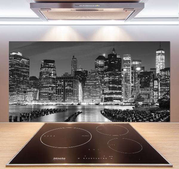 Kitchen wall panels Manhattan at night