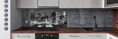 Kitchen wall panels Manhattan at night