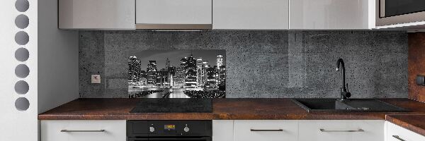 Kitchen wall panels Manhattan at night