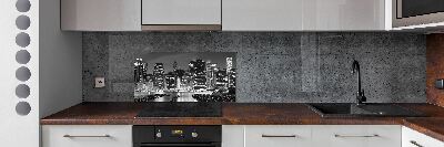 Kitchen wall panels Manhattan at night