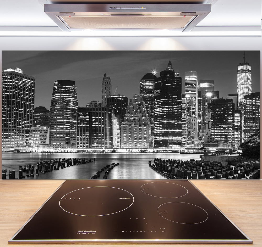 Kitchen wall panels Manhattan at night