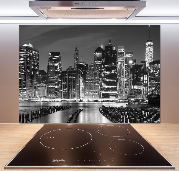 Kitchen wall panels Manhattan at night