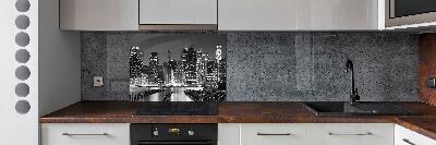 Kitchen wall panels Manhattan at night