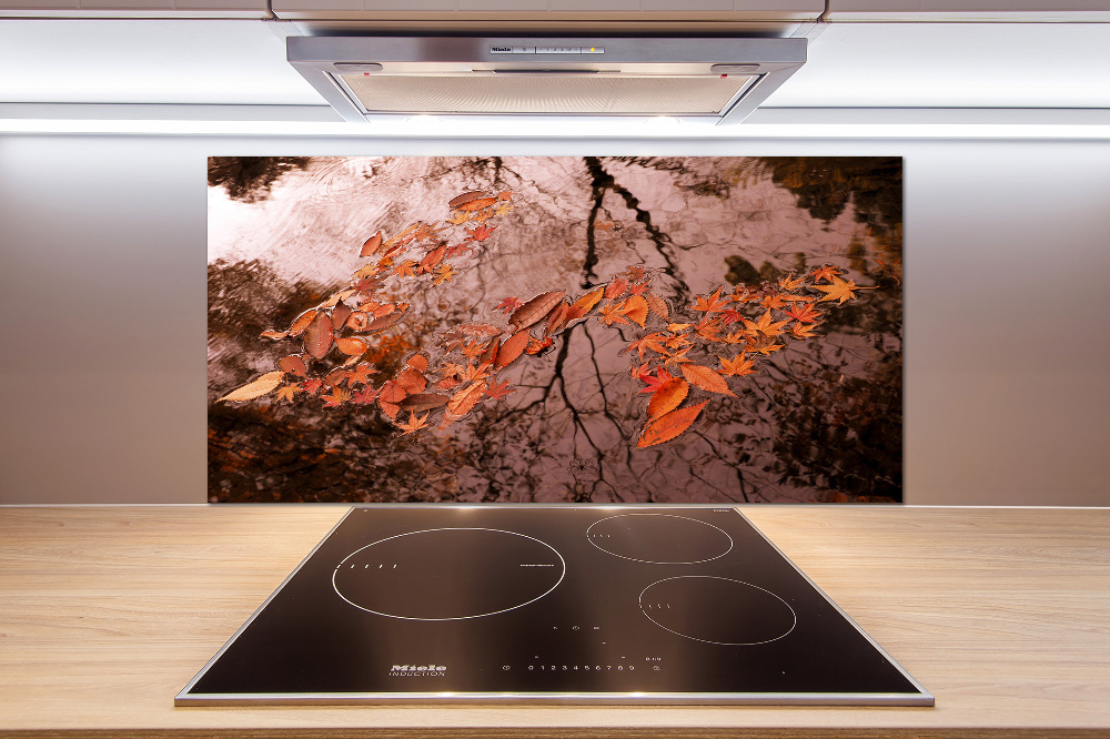 Cooker splashback Leaves on the water