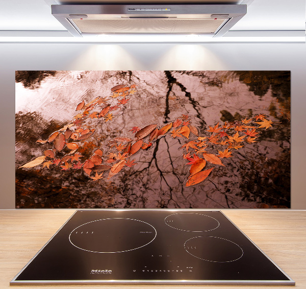 Cooker splashback Leaves on the water