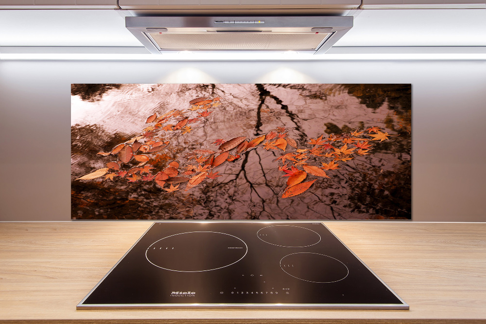 Cooker splashback Leaves on the water