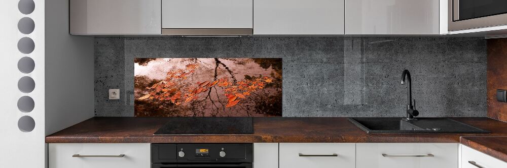 Cooker splashback Leaves on the water