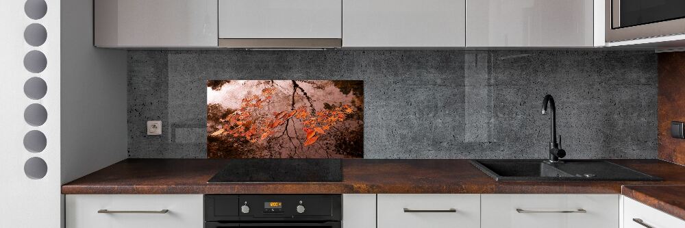 Cooker splashback Leaves on the water