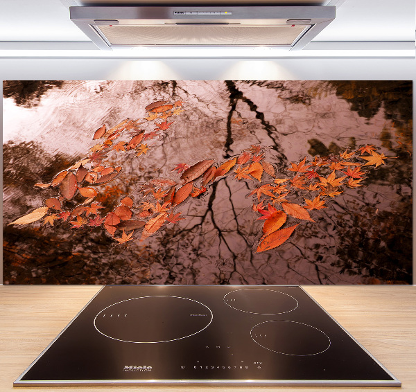 Cooker splashback Leaves on the water