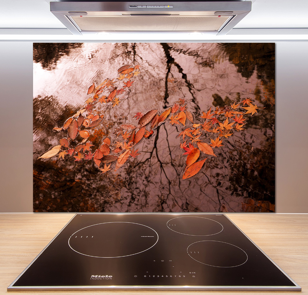 Cooker splashback Leaves on the water